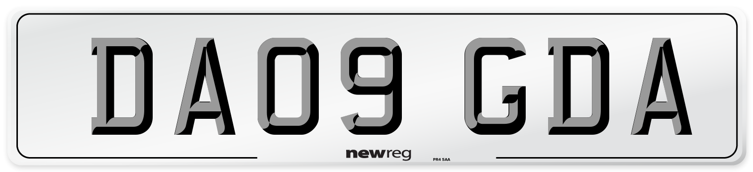 DA09 GDA Number Plate from New Reg